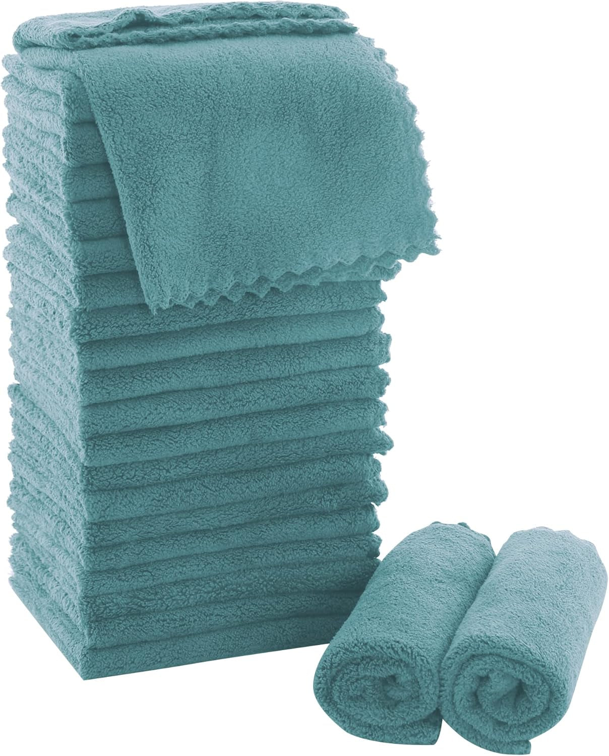 Ultra Soft Premium Washcloths Set - 12 X 12 Inches - 24 Pack - Quick Drying - Highly Absorbent Coral Velvet Bathroom Wash Clothes - Use as Bath, Spa, Facial, Fingertip Towel (Grey)