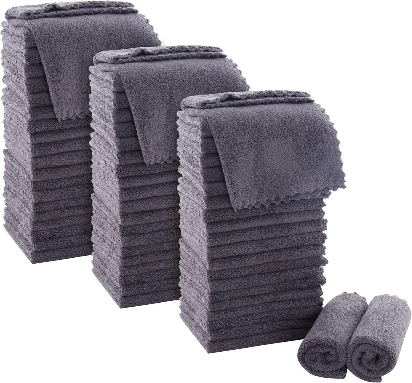 Ultra Soft Premium Washcloths Set - 12 X 12 Inches - 24 Pack - Quick Drying - Highly Absorbent Coral Velvet Bathroom Wash Clothes - Use as Bath, Spa, Facial, Fingertip Towel (Grey)