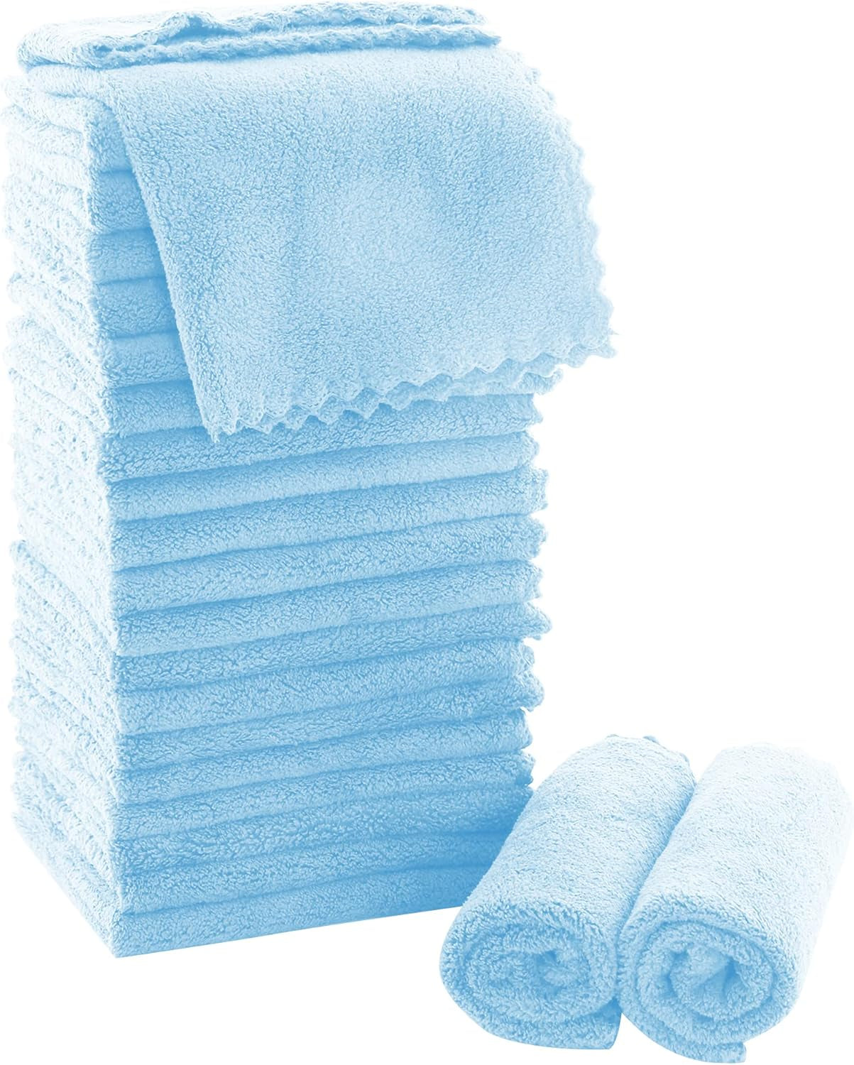 Ultra Soft Premium Washcloths Set - 12 X 12 Inches - 24 Pack - Quick Drying - Highly Absorbent Coral Velvet Bathroom Wash Clothes - Use as Bath, Spa, Facial, Fingertip Towel (Grey)
